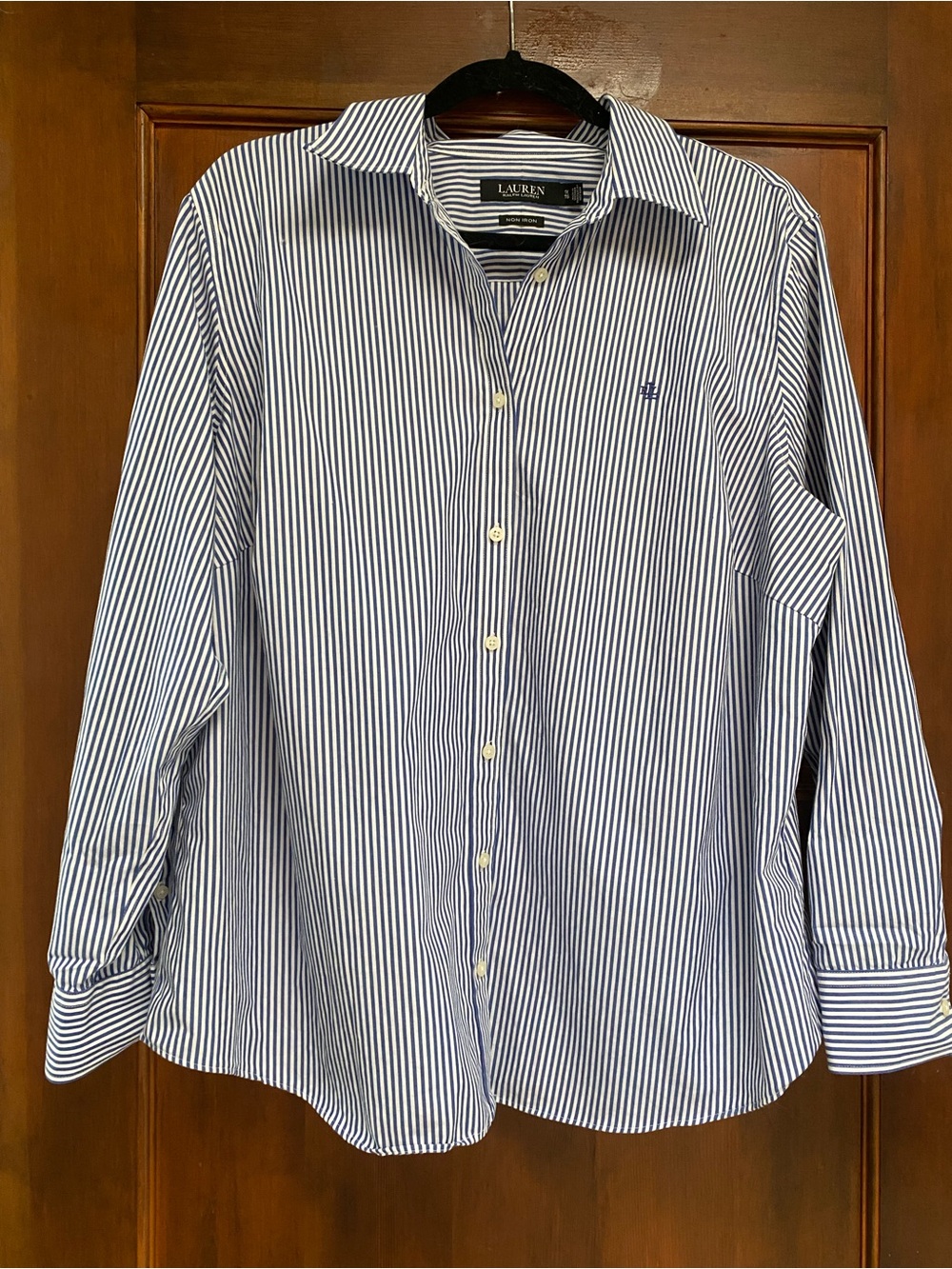 Ralph Lauren Blue and White Striped Cotton Button-Down Shirt